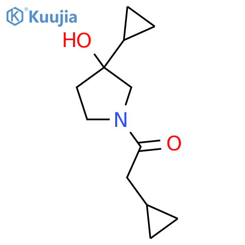 2-Cyclopropyl-1-(3-cyclopropyl-3-hydroxypyrrolidin-1-yl)ethan-1-one structure