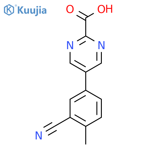 5-(3-Cyano-4-methylphenyl)pyrimidine-2-carboxylic acid structure
