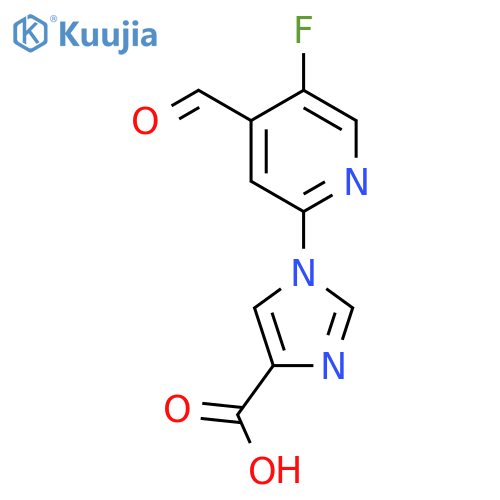 1-(5-fluoro-4-formylpyridin-2-yl)-1H-imidazole-4-carboxylic acid structure