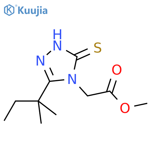 methyl 2-[3-(2-methylbutan-2-yl)-5-sulfanyl-4H-1,2,4-triazol-4-yl]acetate structure