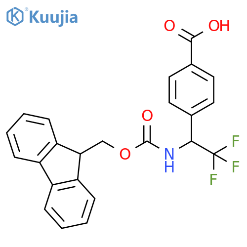 4-[1-({[(9H-fluoren-9-yl)methoxy]carbonyl}amino)- 2,2,2-trifluoroethyl]benzoic acid structure