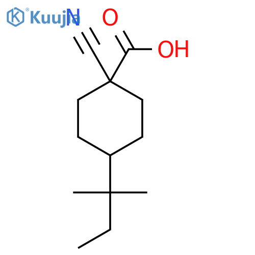 1-cyano-4-(2-methylbutan-2-yl)cyclohexane-1-carboxylic acid structure