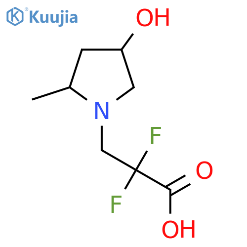 2,2-Difluoro-3-(4-hydroxy-2-methylpyrrolidin-1-yl)propanoic acid structure