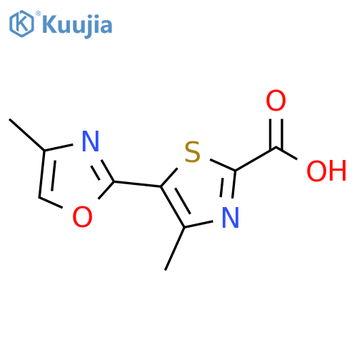 2-Thiazolecarboxylic acid, 4-methyl-5-(4-methyl-2-oxazolyl)- structure