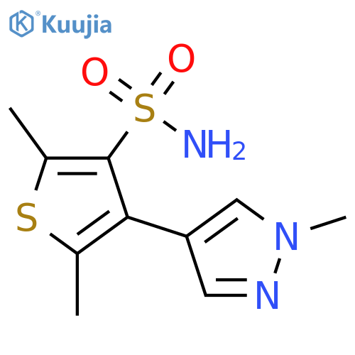 2,5-dimethyl-4-(1-methyl-1H-pyrazol-4-yl)thiophene-3-sulfonamide structure