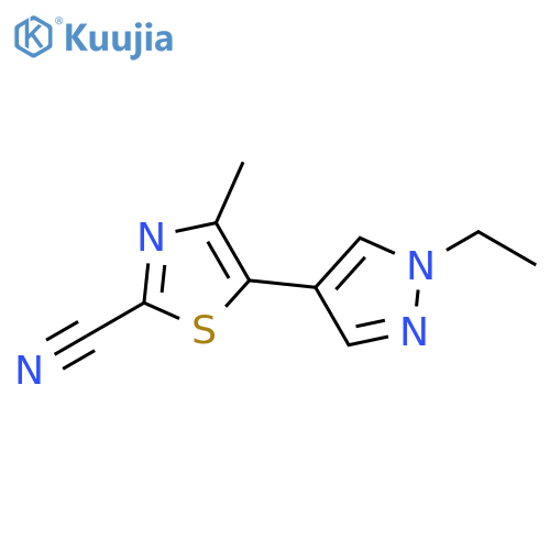 2-Thiazolecarbonitrile, 5-(1-ethyl-1H-pyrazol-4-yl)-4-methyl- structure