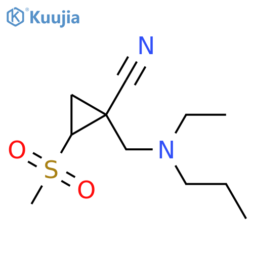 1-{[Ethyl(propyl)amino]methyl}-2-methanesulfonylcyclopropane-1-carbonitrile structure