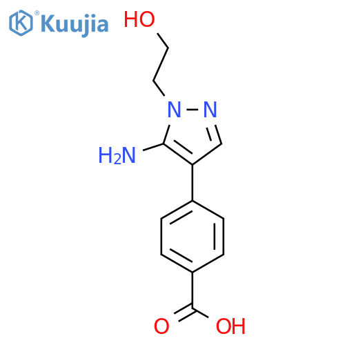 4-[5-amino-1-(2-hydroxyethyl)-1H-pyrazol-4-yl]benzoic acid structure
