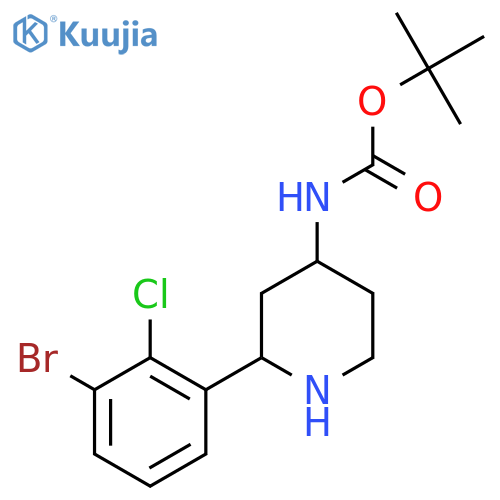 tert-butyl N-[2-(3-bromo-2-chlorophenyl)piperidin-4-yl]carbamate structure