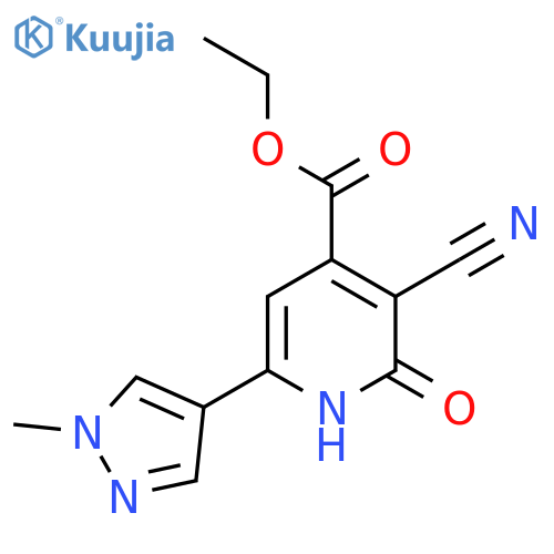 ethyl 3-cyano-2-hydroxy-6-(1-methyl-1H-pyrazol-4-yl)pyridine-4-carboxylate structure