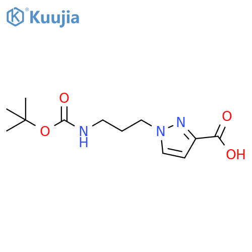 1-(3-{[(tert-butoxy)carbonyl]amino}propyl)-1H-pyrazole-3-carboxylic acid structure