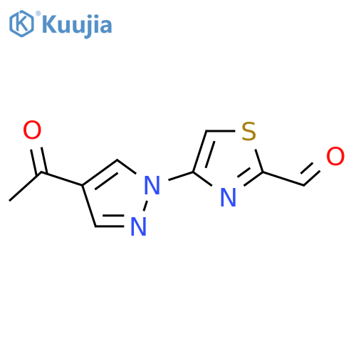 4-(4-acetyl-1H-pyrazol-1-yl)-1,3-thiazole-2-carbaldehyde structure
