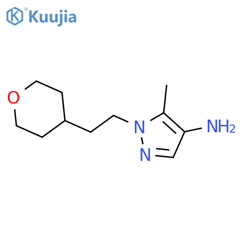 5-methyl-1-2-(oxan-4-yl)ethyl-1H-pyrazol-4-amine structure