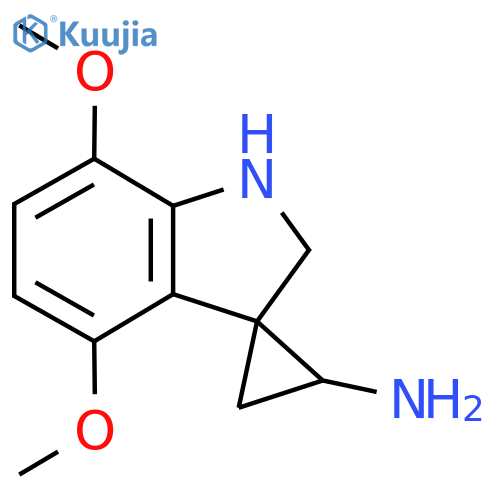 4',7'-dimethoxy-1',2'-dihydrospirocyclopropane-1,3'-indole-2-amine structure