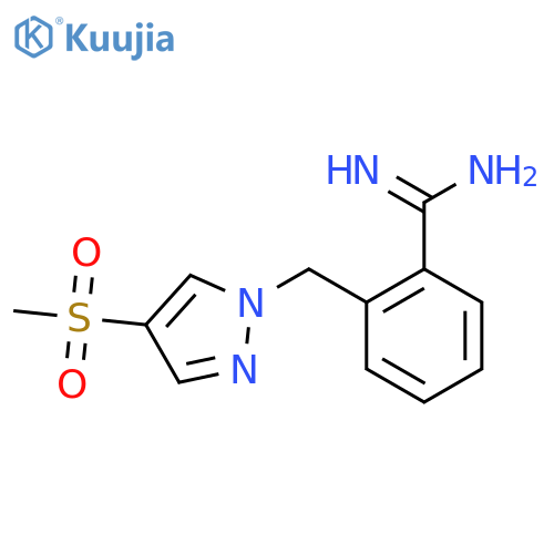 2-(4-methanesulfonyl-1H-pyrazol-1-yl)methylbenzene-1-carboximidamide structure
