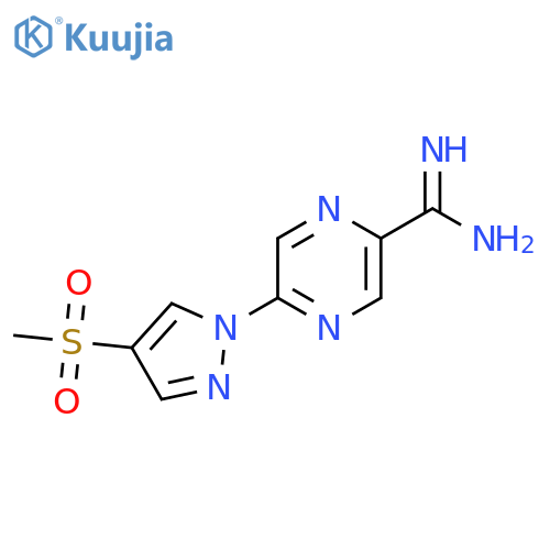 5-(4-methanesulfonyl-1H-pyrazol-1-yl)pyrazine-2-carboximidamide structure