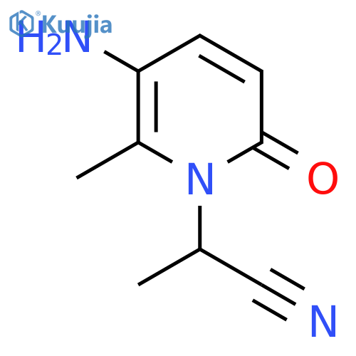 2-(5-amino-6-methyl-2-oxo-1,2-dihydropyridin-1-yl)propanenitrile structure