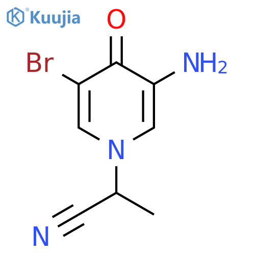 2-(3-amino-5-bromo-4-oxo-1,4-dihydropyridin-1-yl)propanenitrile structure