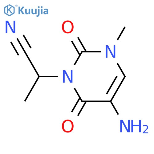 2-(5-amino-3-methyl-2,6-dioxo-1,2,3,6-tetrahydropyrimidin-1-yl)propanenitrile structure