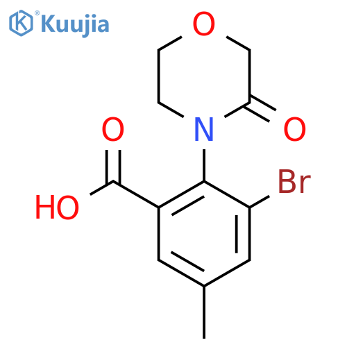 3-bromo-5-methyl-2-(3-oxomorpholin-4-yl)benzoic acid structure