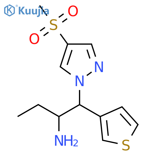 1-(4-methanesulfonyl-1H-pyrazol-1-yl)-1-(thiophen-3-yl)butan-2-amine structure