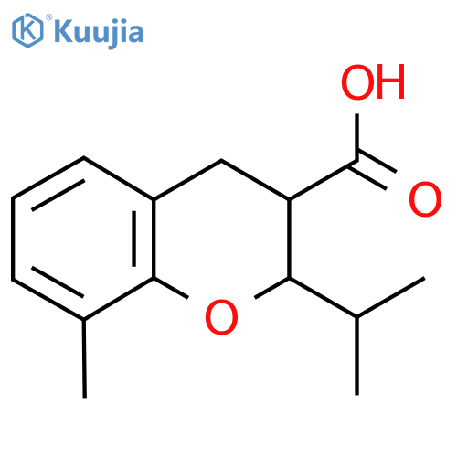 8-methyl-2-(propan-2-yl)-3,4-dihydro-2H-1-benzopyran-3-carboxylic acid structure