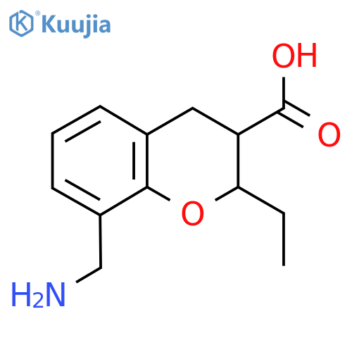 8-(aminomethyl)-2-ethyl-3,4-dihydro-2H-1-benzopyran-3-carboxylic acid structure