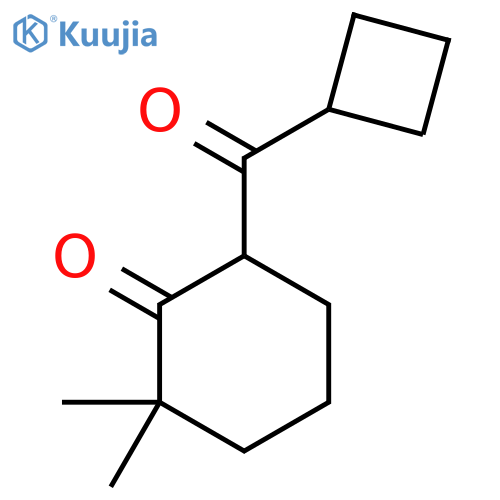 6-cyclobutanecarbonyl-2,2-dimethylcyclohexan-1-one structure