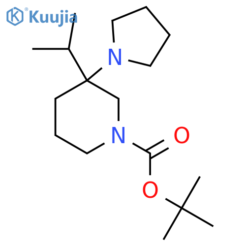 Tert-butyl 3-(propan-2-yl)-3-(pyrrolidin-1-yl)piperidine-1-carboxylate structure