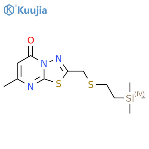 7-methyl-2-({2-(trimethylsilyl)ethylsulfanyl}methyl)-5H-1,3,4thiadiazolo3,2-apyrimidin-5-one structure