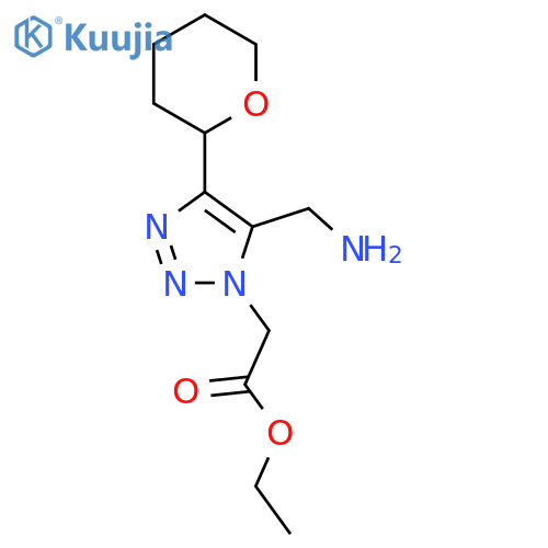 ethyl 2-5-(aminomethyl)-4-(oxan-2-yl)-1H-1,2,3-triazol-1-ylacetate structure