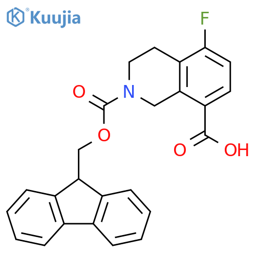 2-{[(9H-fluoren-9-yl)methoxy]carbonyl}-5-fluoro-1,2,3,4-tetrahydroisoquinoline-8-carboxylic acid structure