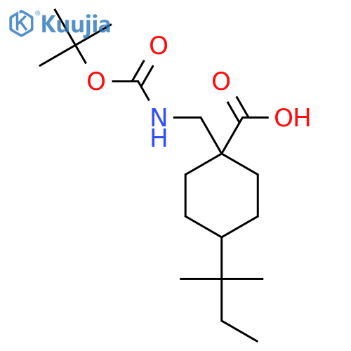 1-({(tert-butoxy)carbonylamino}methyl)-4-(2-methylbutan-2-yl)cyclohexane-1-carboxylic acid structure