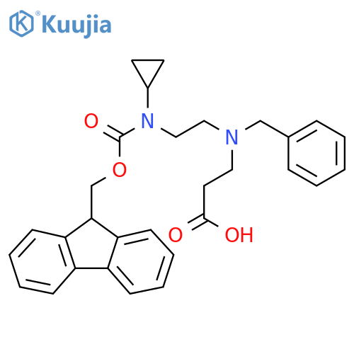 3-[benzyl({2-[cyclopropyl({[(9H-fluoren-9-yl)methoxy]carbonyl})amino]ethyl})amino]propanoic acid structure