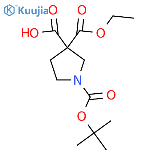 1-(tert-butoxy)carbonyl-3-(ethoxycarbonyl)pyrrolidine-3-carboxylic acid structure