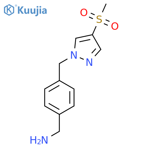 {4-(4-methanesulfonyl-1H-pyrazol-1-yl)methylphenyl}methanamine structure
