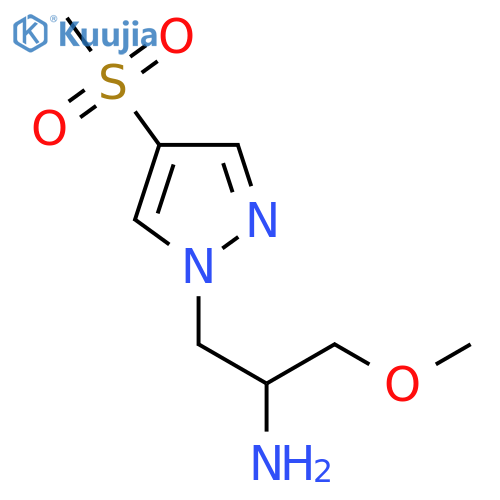 1-(4-methanesulfonyl-1H-pyrazol-1-yl)-3-methoxypropan-2-amine structure