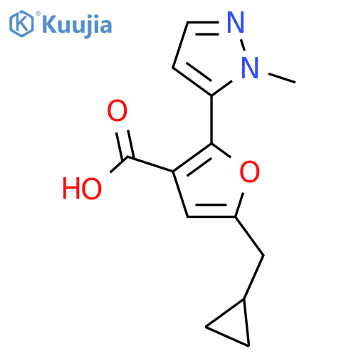 5-(cyclopropylmethyl)-2-(1-methyl-1H-pyrazol-5-yl)furan-3-carboxylic acid structure