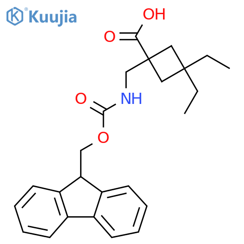 3,3-diethyl-1-({(9H-fluoren-9-yl)methoxycarbonyl}amino)methylcyclobutane-1-carboxylic acid structure