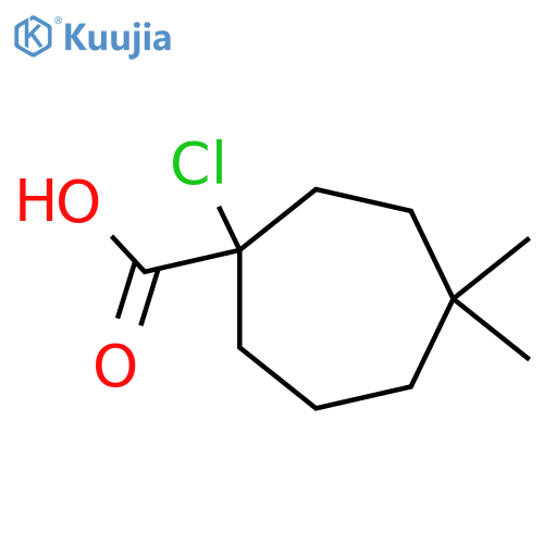 1-chloro-4,4-dimethylcycloheptane-1-carboxylic acid structure