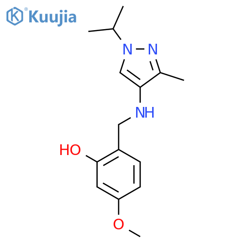 5-methoxy-2-({3-methyl-1-(propan-2-yl)-1H-pyrazol-4-ylamino}methyl)phenol structure