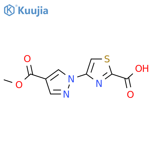 4-4-(methoxycarbonyl)-1H-pyrazol-1-yl-1,3-thiazole-2-carboxylic acid structure