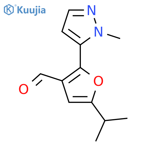2-(1-methyl-1H-pyrazol-5-yl)-5-(propan-2-yl)furan-3-carbaldehyde structure