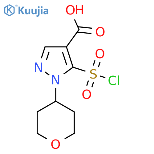 5-(chlorosulfonyl)-1-(oxan-4-yl)-1H-pyrazole-4-carboxylic acid structure