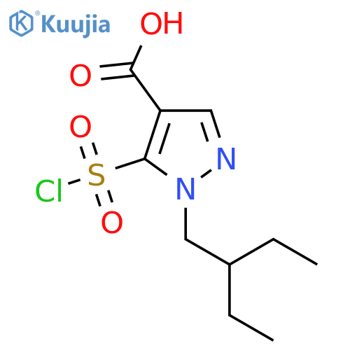 5-(chlorosulfonyl)-1-(2-ethylbutyl)-1H-pyrazole-4-carboxylic acid structure