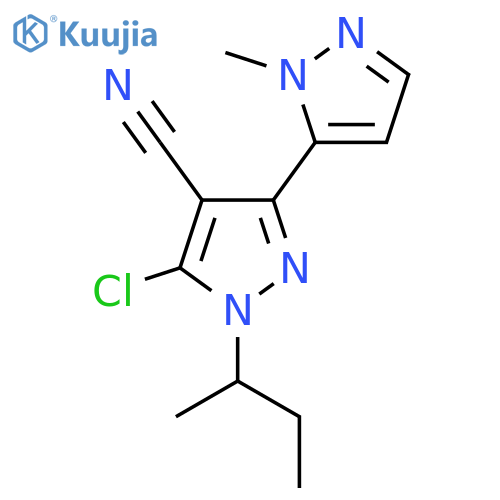 1-(butan-2-yl)-5-chloro-3-(1-methyl-1H-pyrazol-5-yl)-1H-pyrazole-4-carbonitrile structure