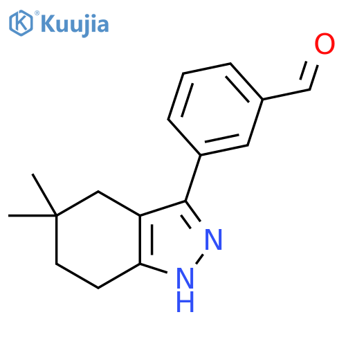 3-(5,5-dimethyl-4,5,6,7-tetrahydro-2H-indazol-3-yl)benzaldehyde structure