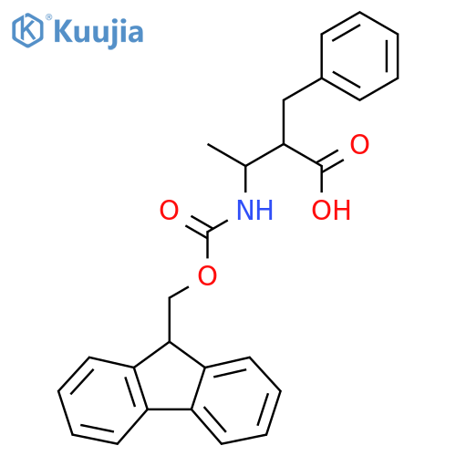 2-benzyl-3-({[(9H-fluoren-9-yl)methoxy]carbonyl}amino)butanoic acid structure