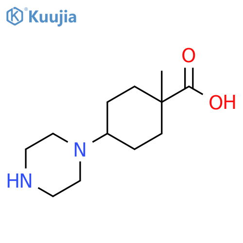 Cyclohexanecarboxylic acid, 1-methyl-4-(1-piperazinyl)- structure