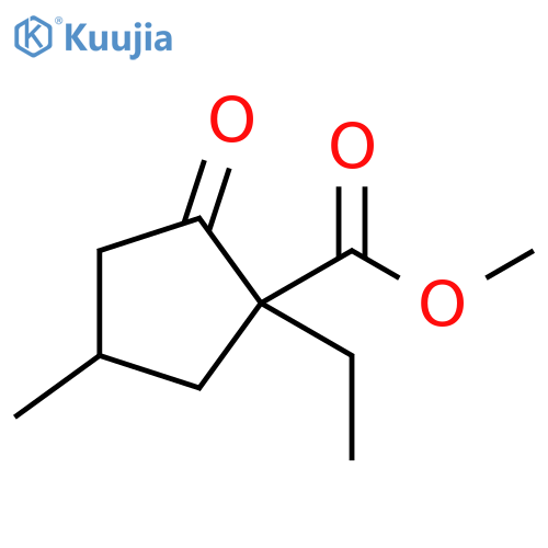Cyclopentanecarboxylic acid, 1-ethyl-4-methyl-2-oxo-, methyl ester structure